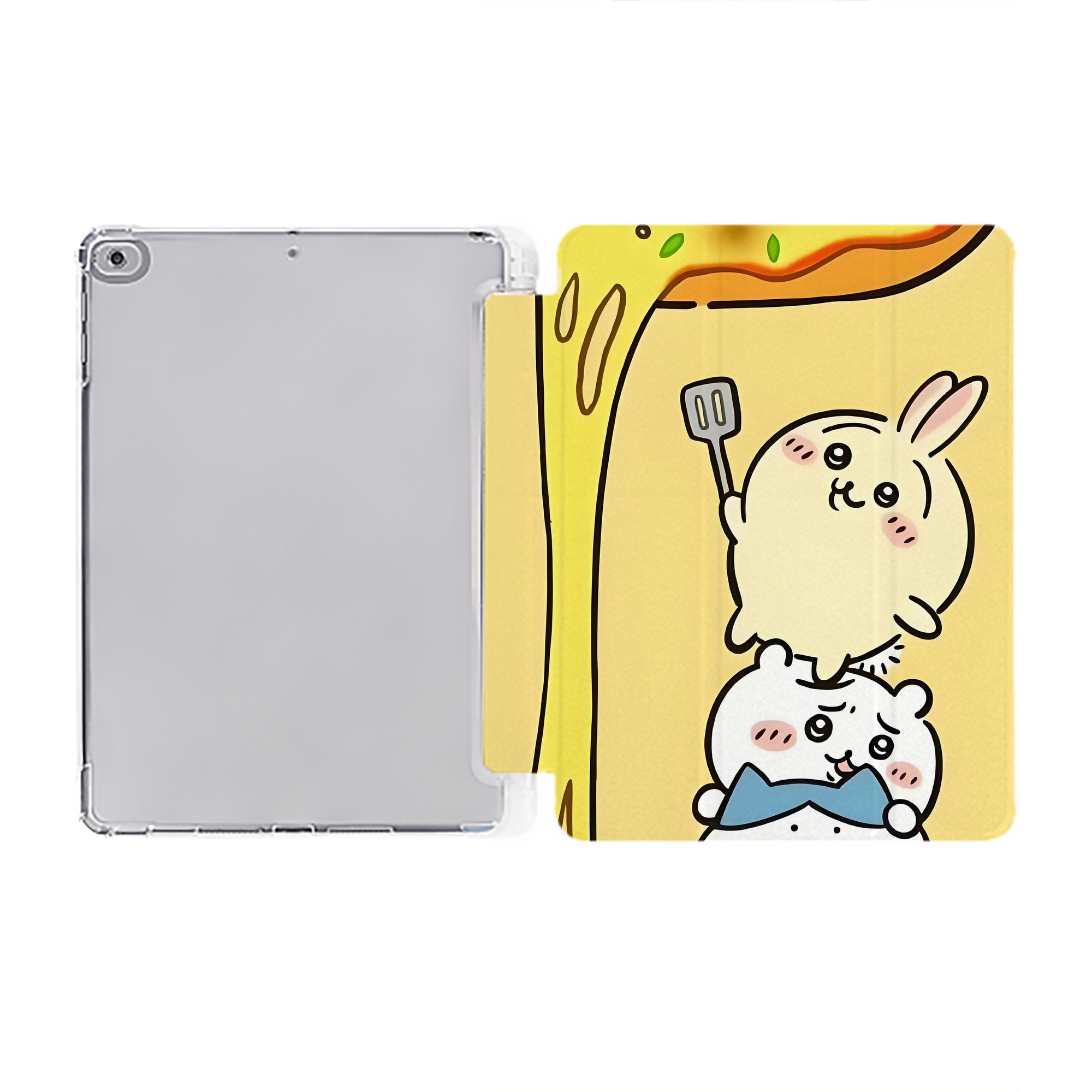（画像用） ちいかわ Chii-kawa IPad ケース ペン収納付き 三つ折りスタンド PUレザー×シリコン 対応機種9.5/10.5/10.9インチ